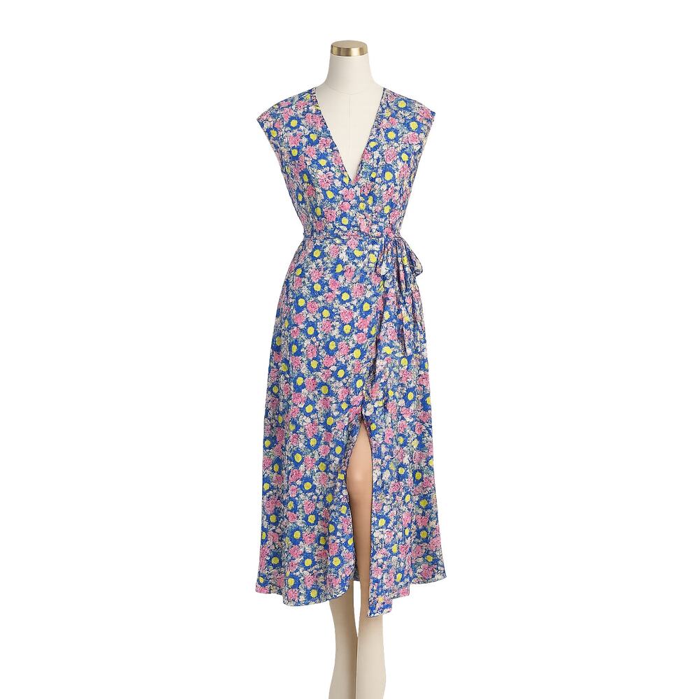 J.Crew Floral Midi Wrap Dress Cap Sleeve - Size S